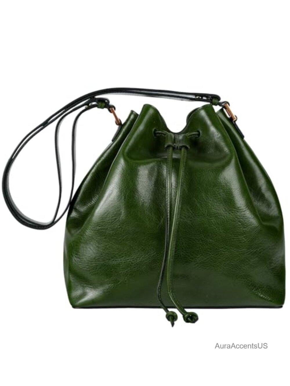 Full-Grain Leather Bucket Bag Italian Handmade Shoulder Bag